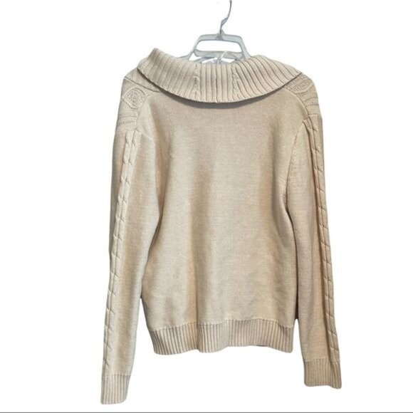 Karen Scott Shawl Collar Cable Knit Sweater w/ Front Buckle Design ... - Picture 2 of 10